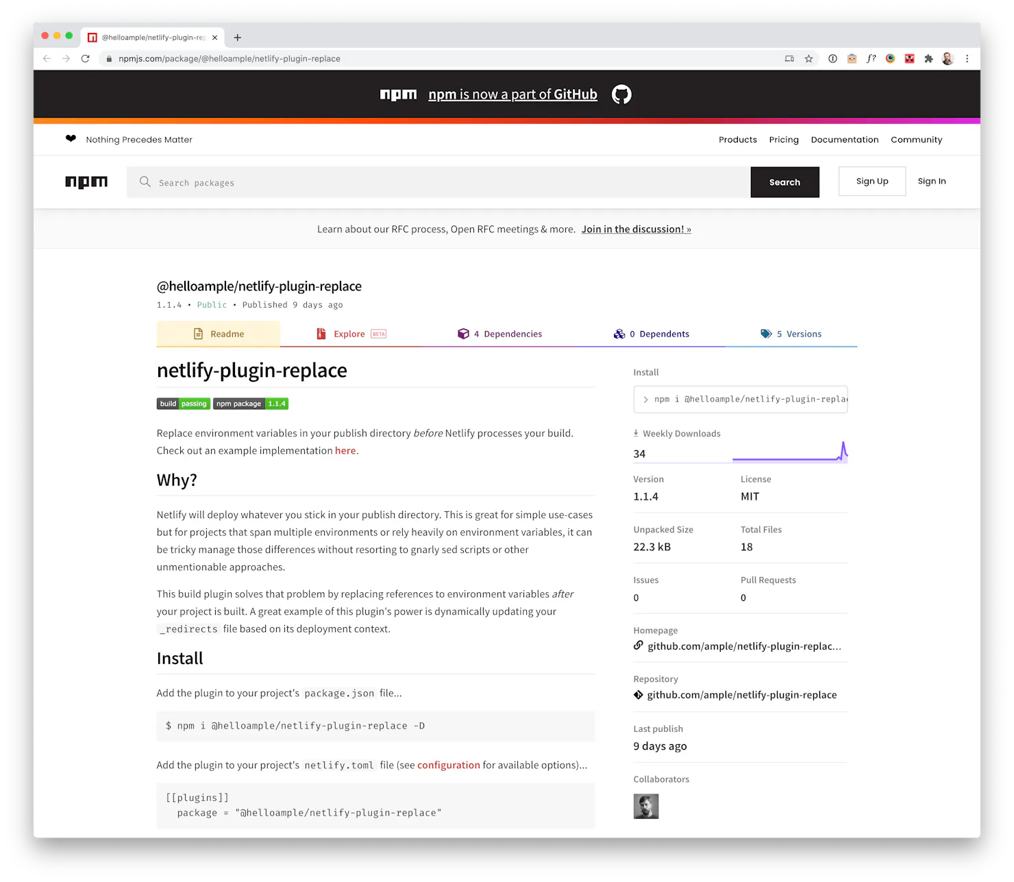 NPM Netlify Plugin Replace by Ample