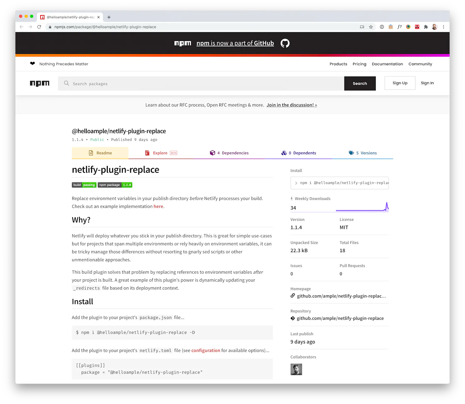 NPM Netlify Plugin Replace by Ample