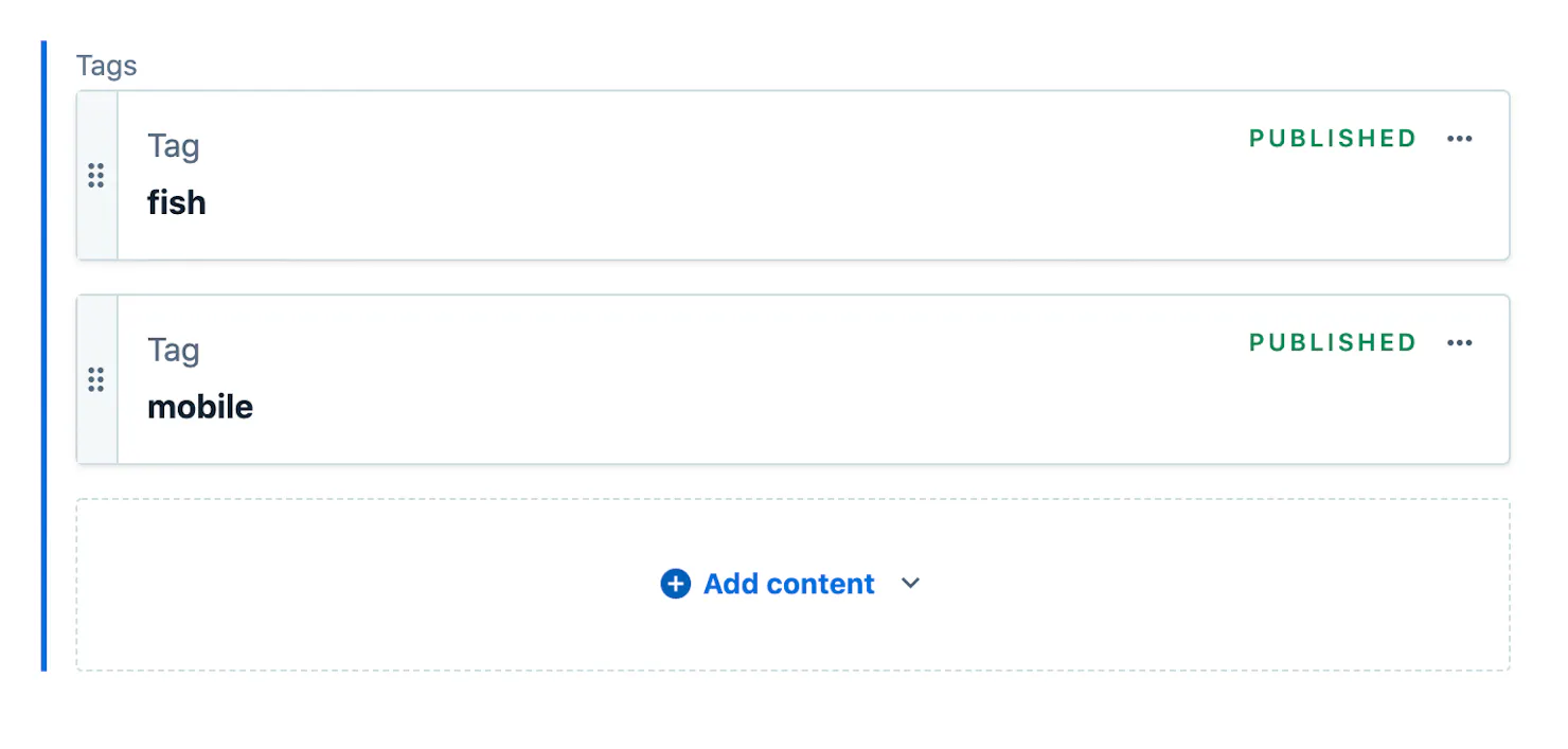 CMS showing a tagging system