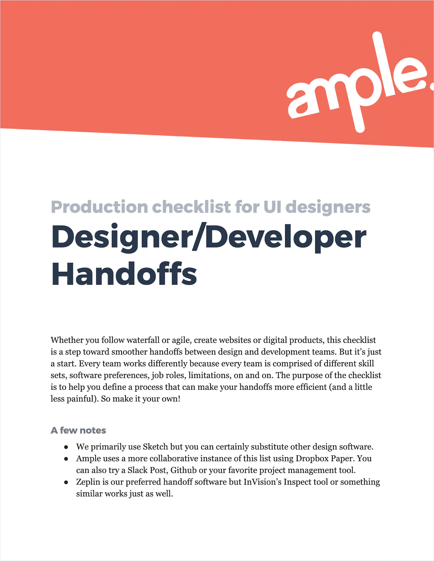 Ample's Designer/Developer Handoffs Checklist (PDF)