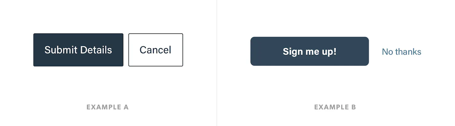 Example of two similar button configurations