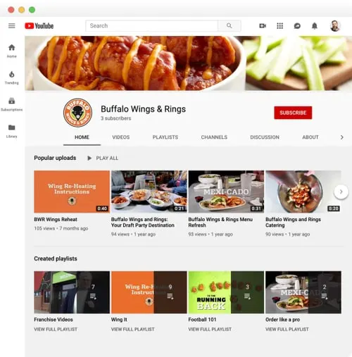 Buffalo Wings & Rings - YouTube Page
