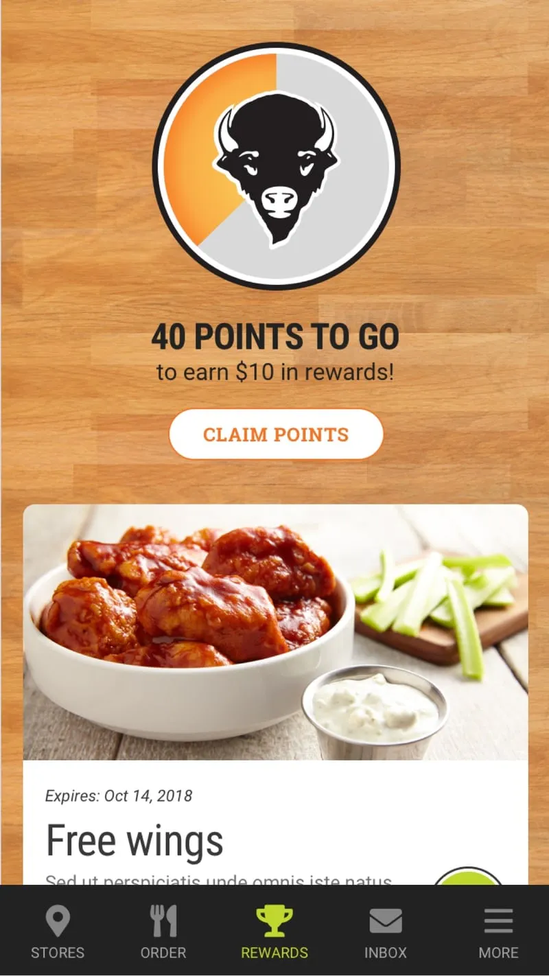 Screenshot of BWR Rewards App