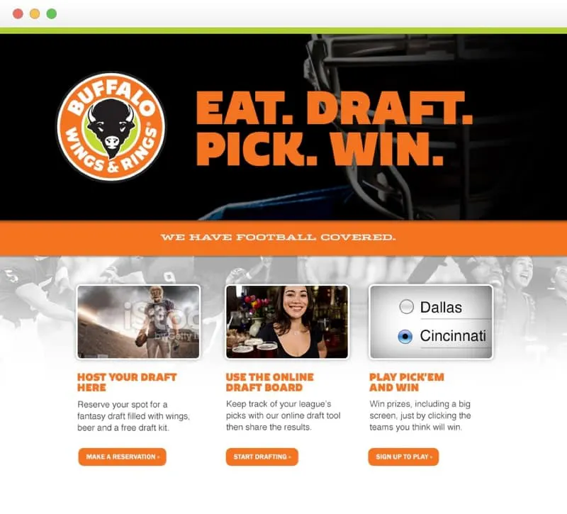 Fantasy Football Promo for Buffalo Wings & Rings