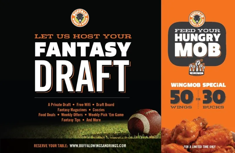 Fantasy Football Promo for Buffalo Wings & Rings