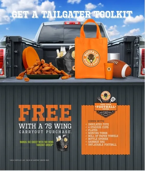 Creative for Buffalo Wings & Rings Tailgate Promo