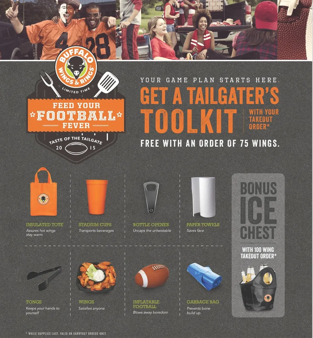 Creative for Buffalo Wings & Rings Tailgate Promo