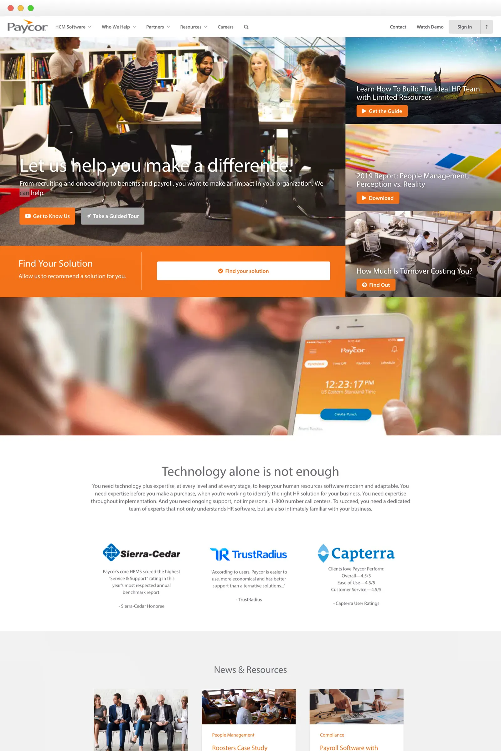 Paycor website design