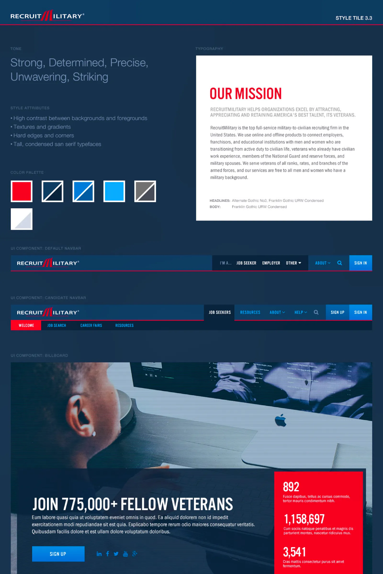 recruitmilitary UI and Branding