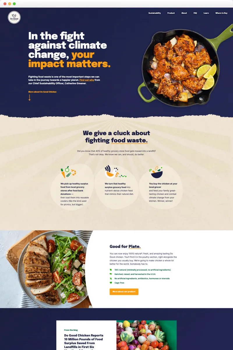Screenshot of Do Good Chicken's homepage
