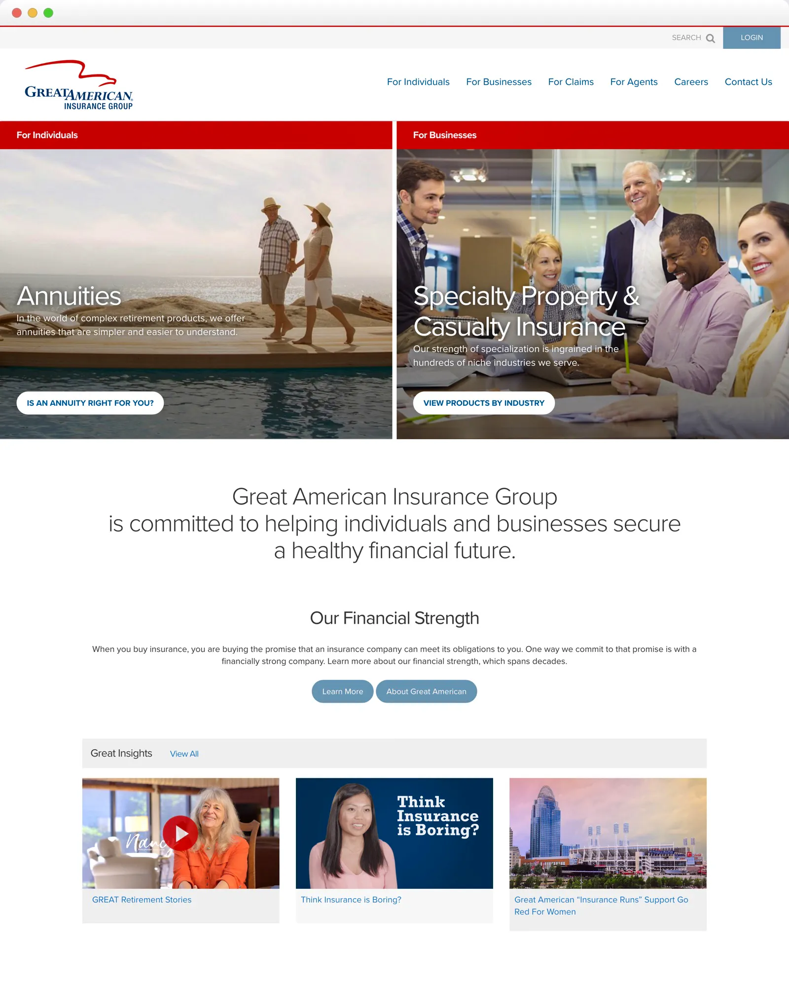 Great American Insurance Group website design