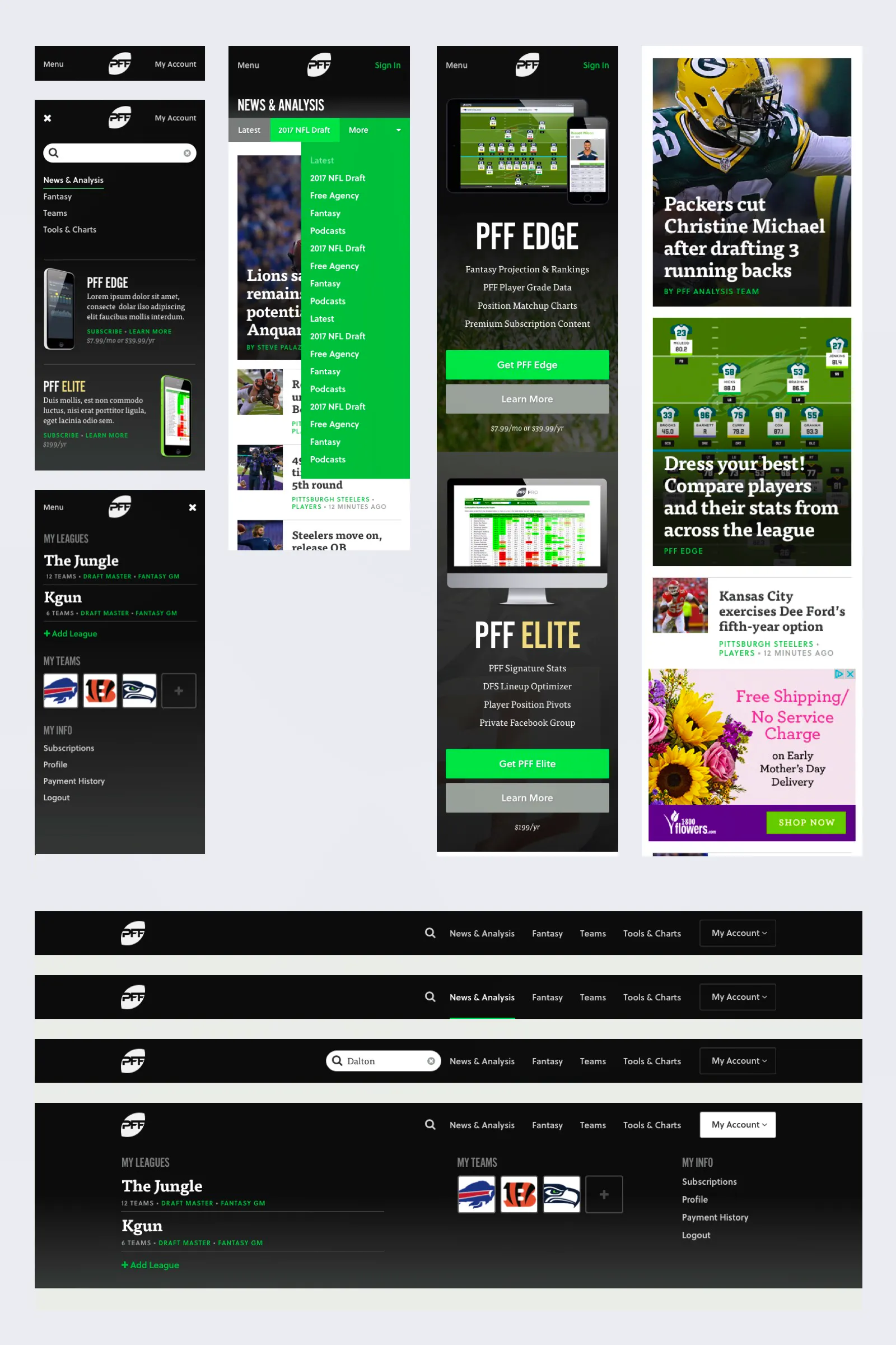Screenshot of work completed for Pro Football Focus