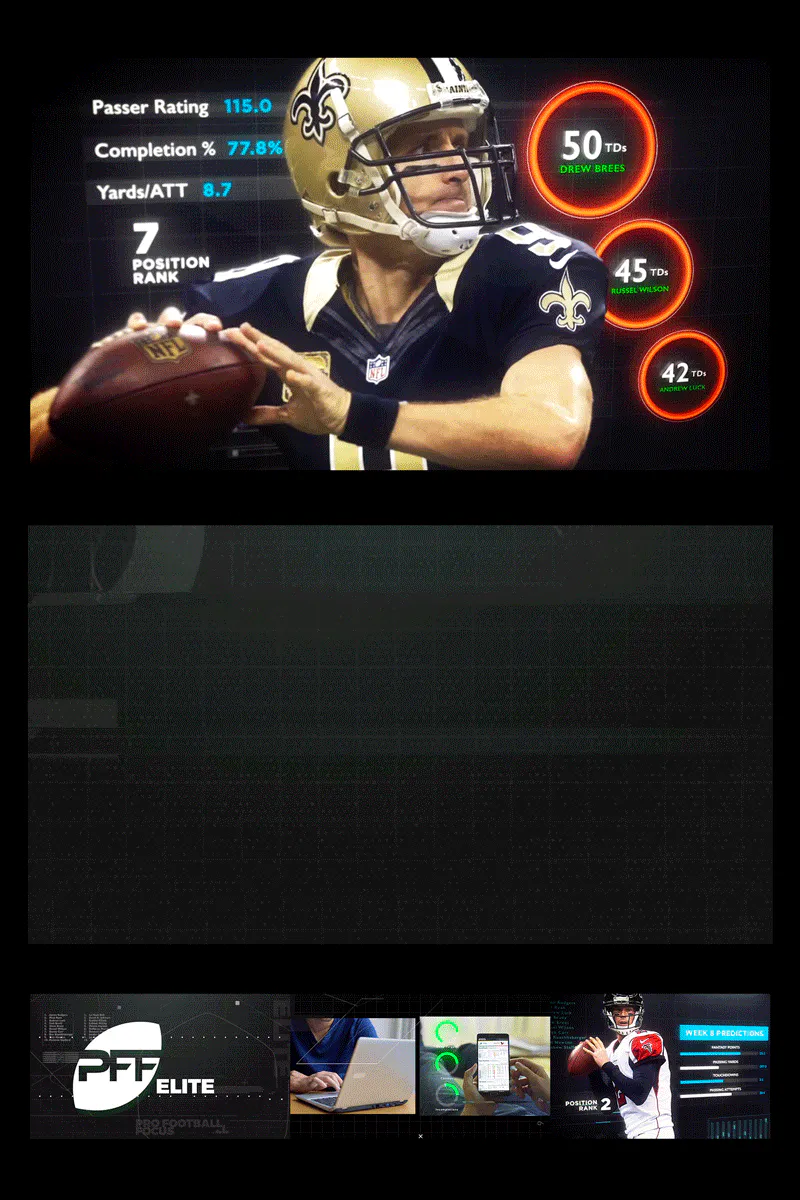 Screenshot of work completed for Pro Football Focus