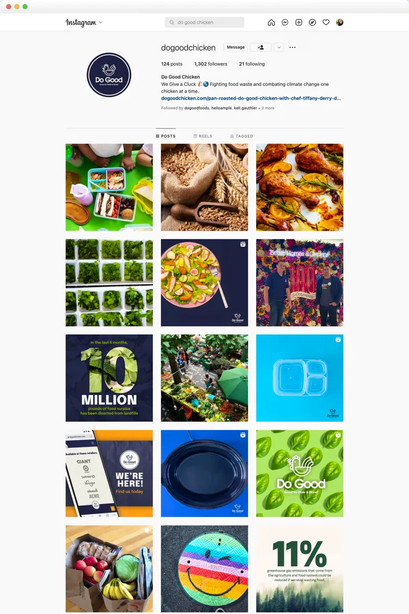 Screenshot of Do Good Chicken's Instagram feed