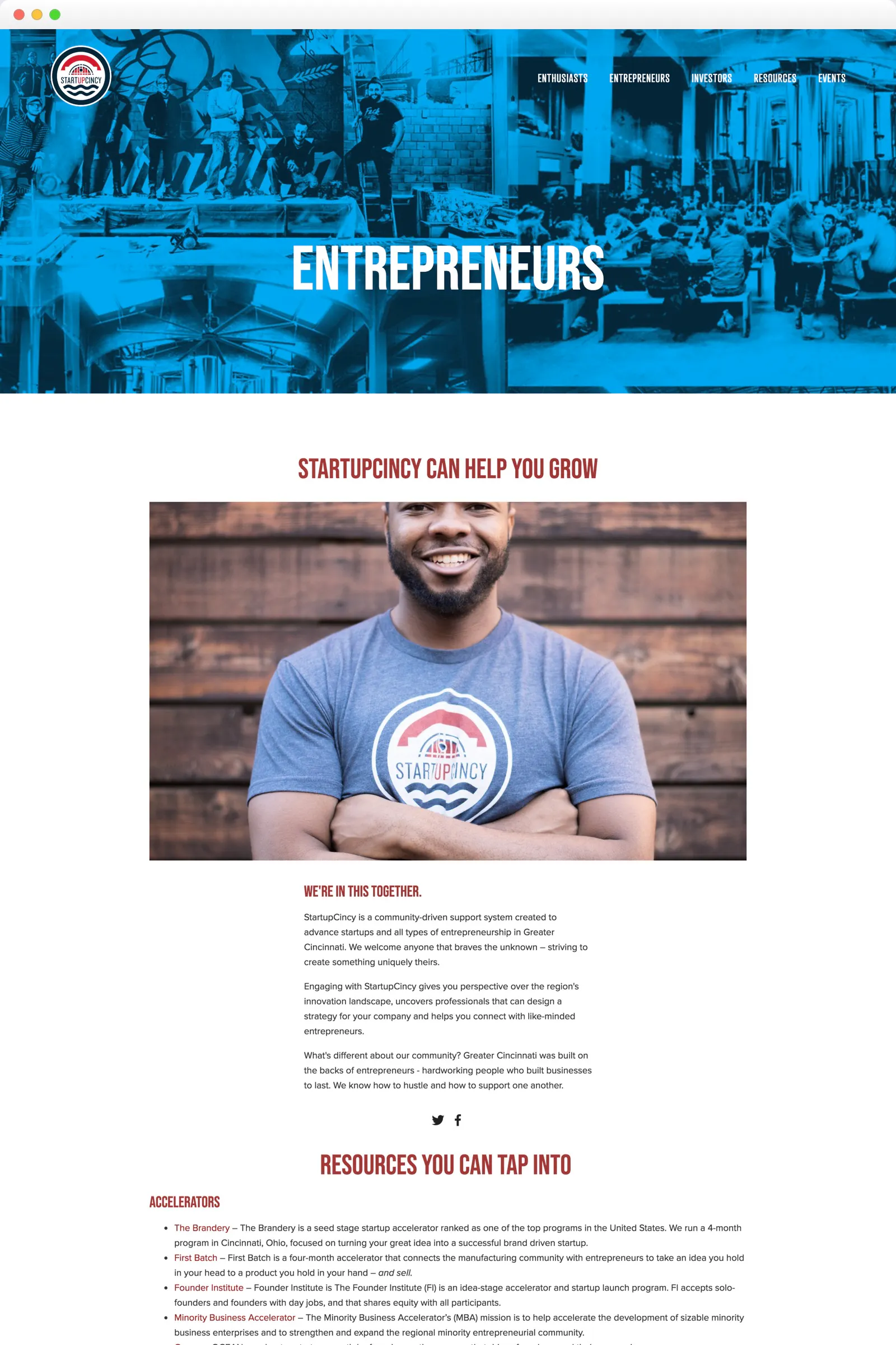 startup cincy website ux