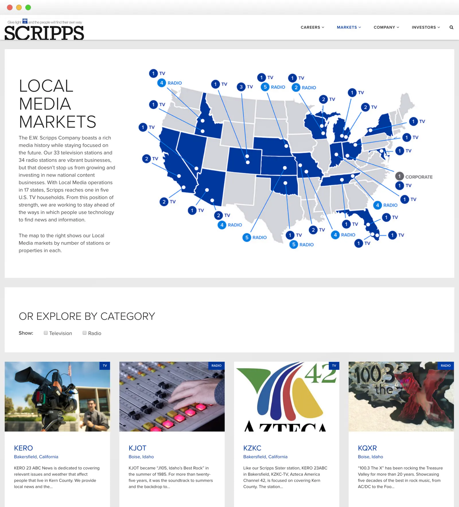 Screenshot of work completed for Scripps