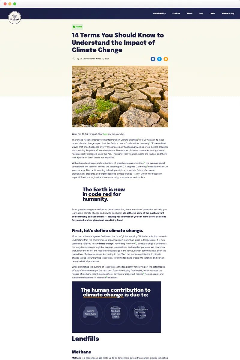 Screenshot of Do Good Chicken's blog
