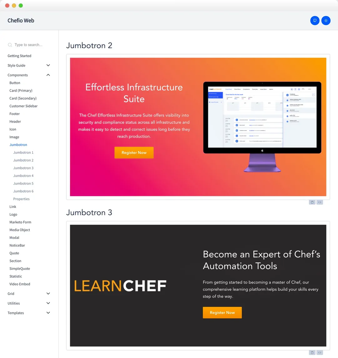 Screenshot of Chef's component designs
