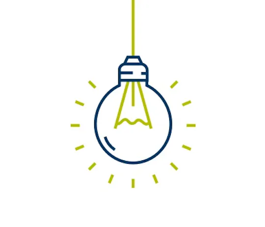 Line-drawn lightbulb icon with rays, the Strategic Comp work tile