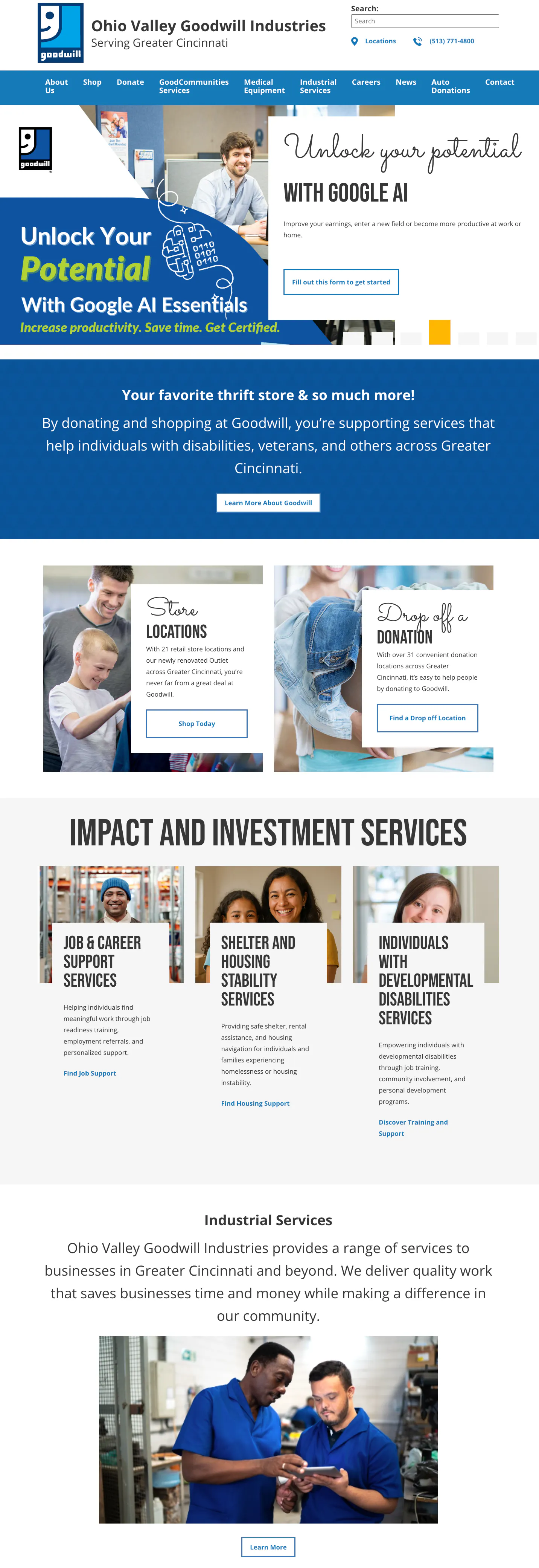 The old Ohio Valley Goodwill homepage
